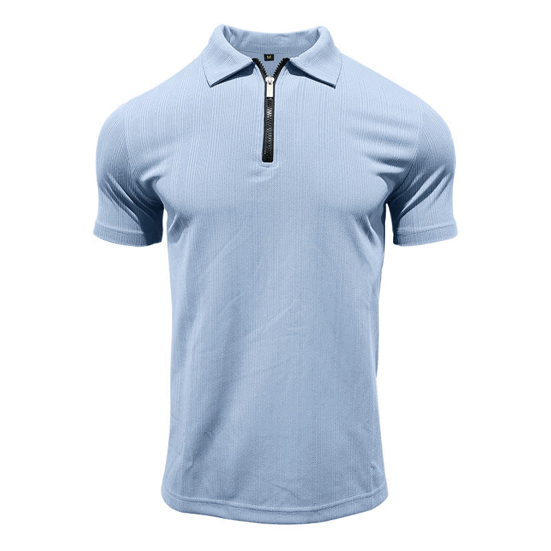 Herren Poloshirt mit modernem Reißverschluss und atmungsaktiver Struktur Echoarchiv