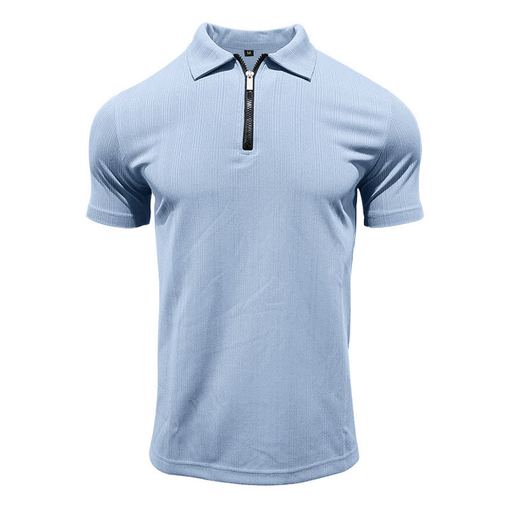 Herren Poloshirt mit modernem Reißverschluss und atmungsaktiver Struktur Echoarchiv
