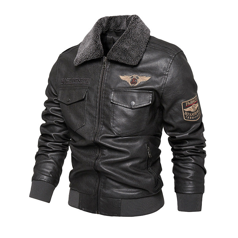 Herren Lässige Kunstlederjacke mit weichem Teddyfutter Echo Archiv