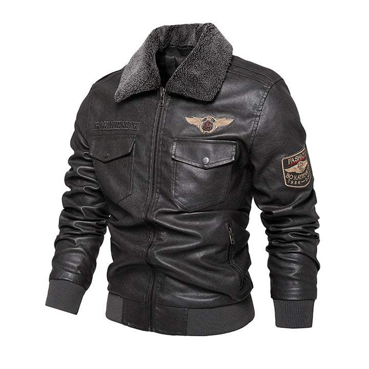 Herren Lässige Kunstlederjacke mit weichem Teddyfutter Echo Archiv