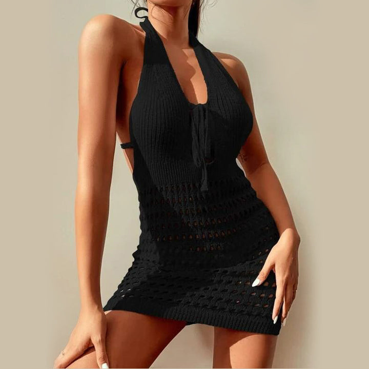 Damen gehäkeltes Strandkleid mit tiefem V-Ausschnitt und raffinierten Cut-Out-Details Echo Archiv