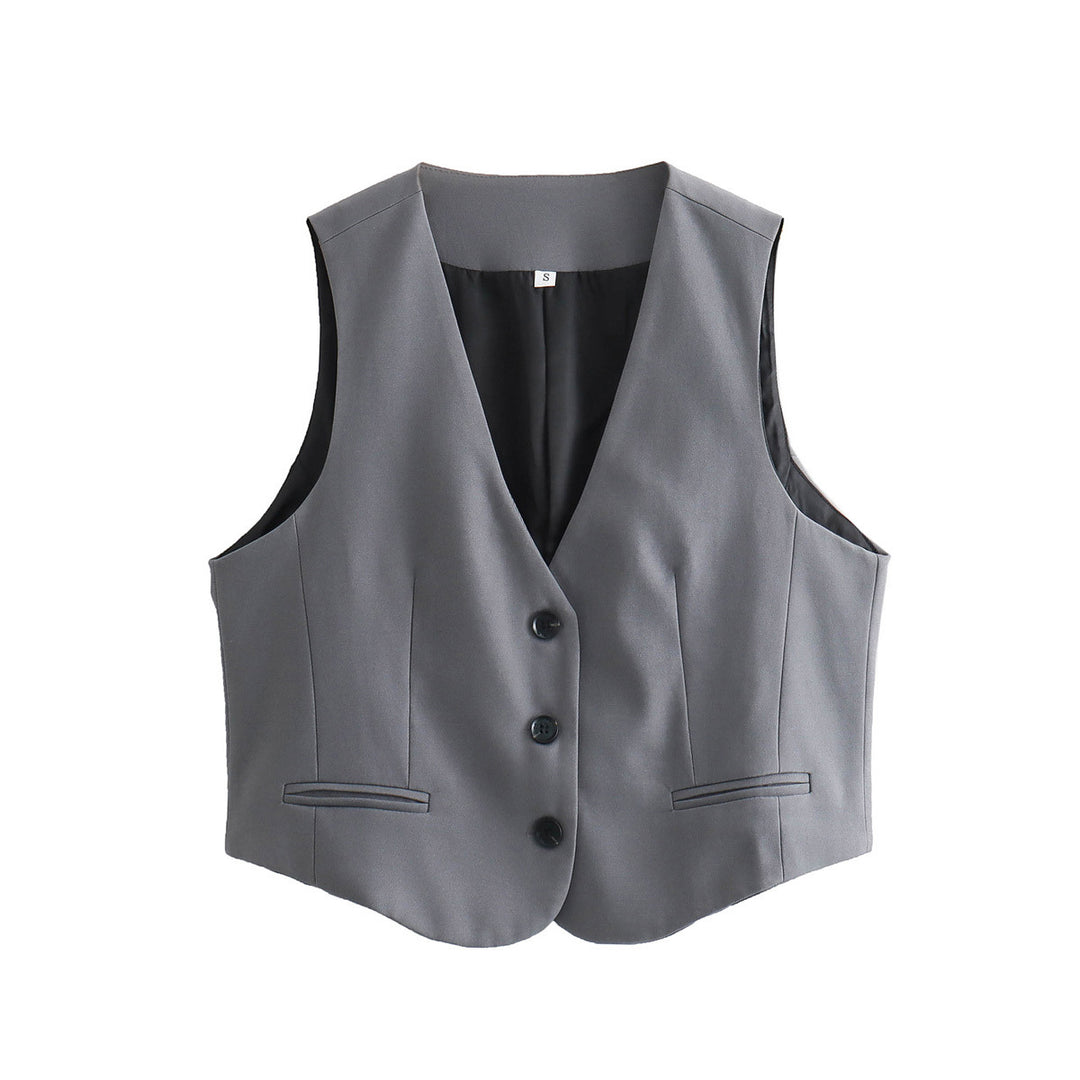 Damen nan taillierte Business-Weste mit V-Ausschnitt und paspelierten Eingrifftaschen Echo Archiv