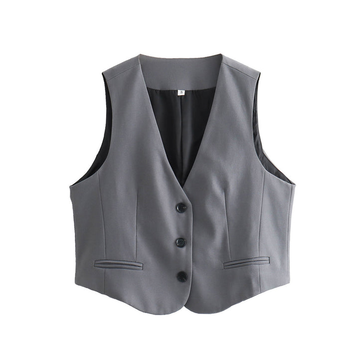 Damen nan taillierte Business-Weste mit V-Ausschnitt und paspelierten Eingrifftaschen Echo Archiv
