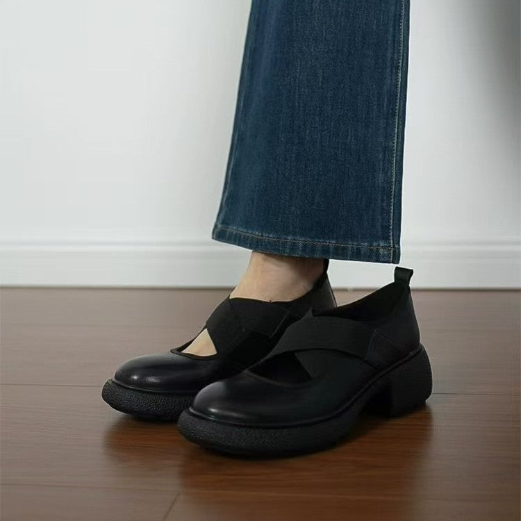 Damen Mary‑Jane Slipper mit elastischen Kreuzriemen und profiliertem Plateausohle-Design Echo Archiv
