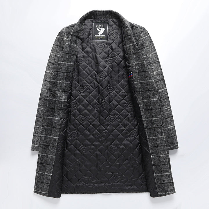 Herren Karierter Wollmix-Kurzmantel mit schlanker Silhouette und Reverskragen Echo Archiv