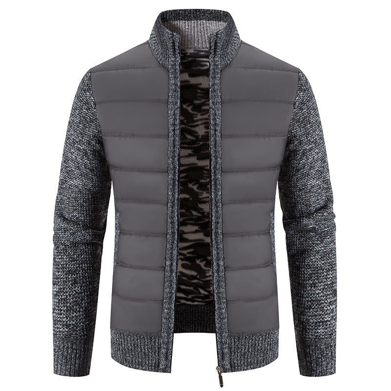 Herren hybride Steppjacke mit modischem Strickdesign Echoarchiv