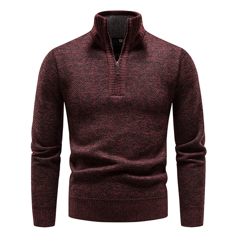 Herren Sportlicher Strickpullover mit halbem Reißverschluss und strukturiertem Design Echoarchiv