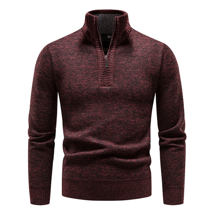 Herren Sportlicher Strickpullover mit halbem Reißverschluss und strukturiertem Design Echoarchiv