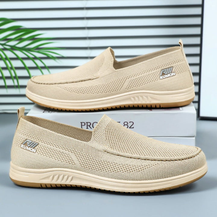 Herren nan leichtgewichtiger Mesh-Mokassin-Slipper mit nahtlosem Strickoberteil, Memory-Komforteinlage und rutschfester Flexsohle Echo Archiv