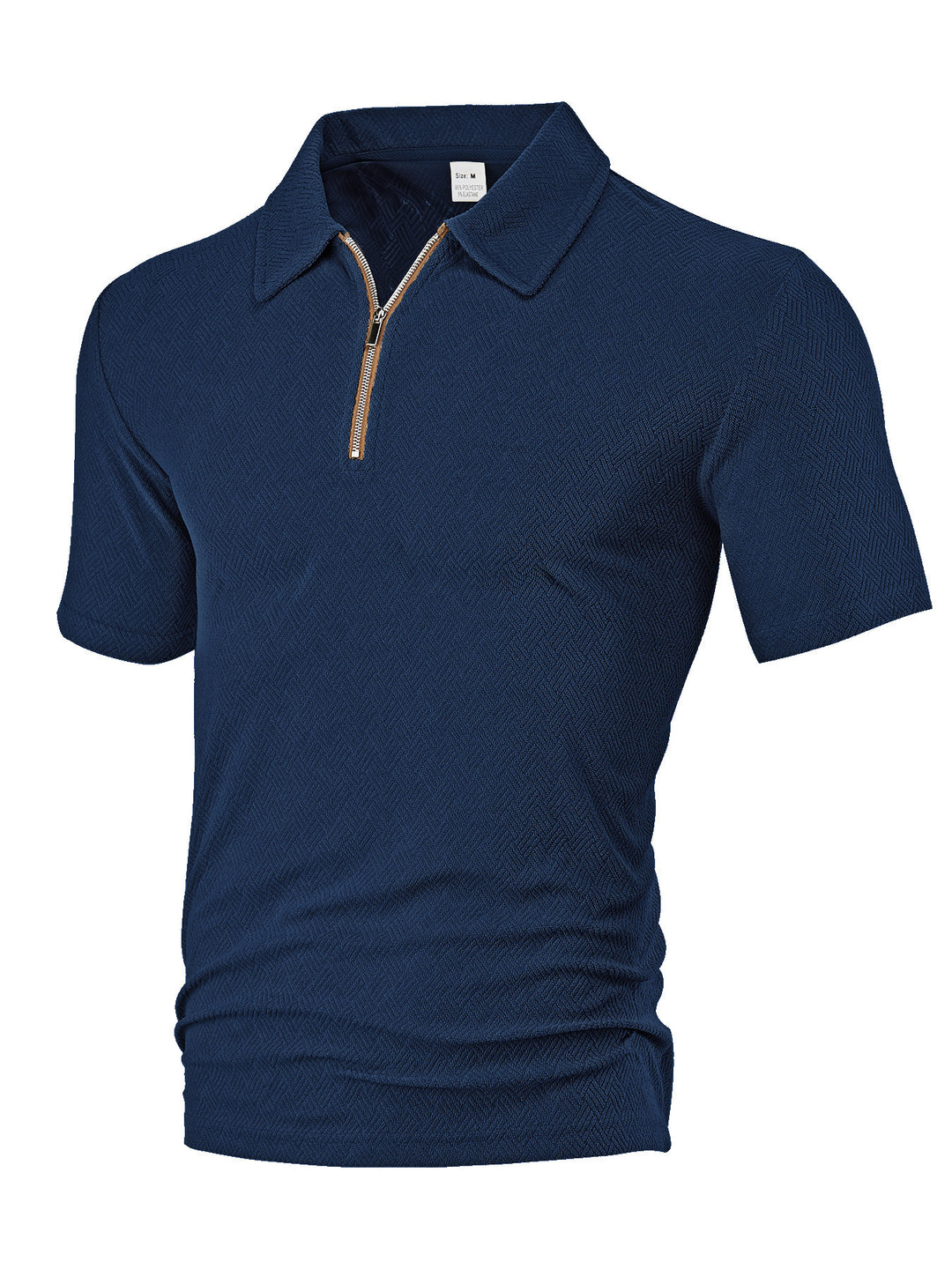 Herren sportliches Kurzarm-Polohemd mit Reißverschluss und strukturiertem Design Echoarchiv