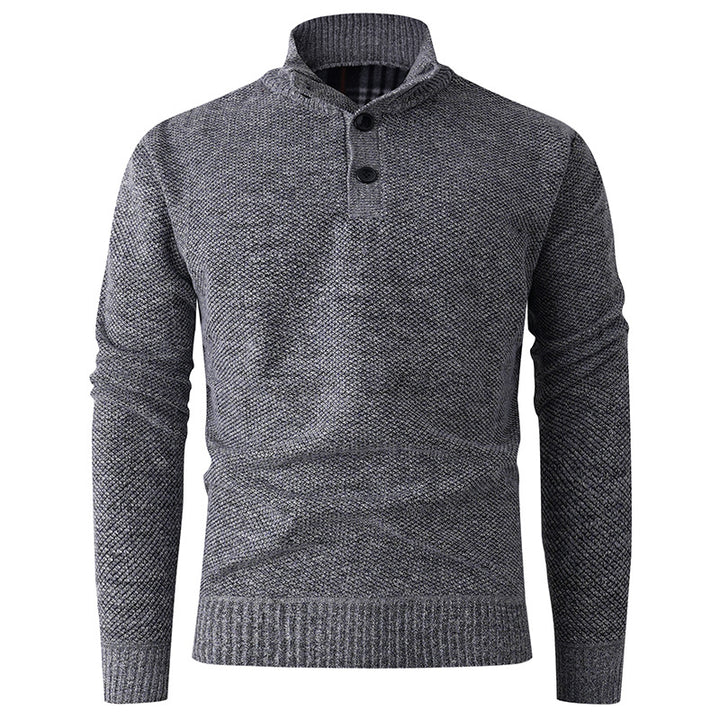 Herren eleganter Stehkragenpullover mit strukturiertem Zopfmuster Echoarchiv