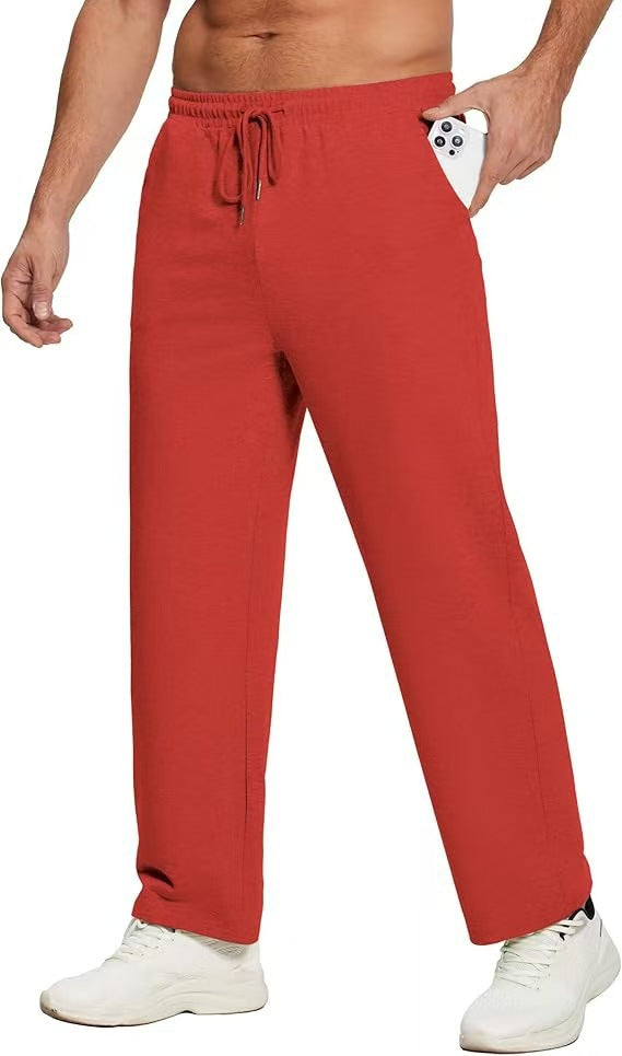 Herren locker fallende Loungehose aus softem Jersey mit Kordelzug, elastischem Bund und geradem Bein – Sorevano
