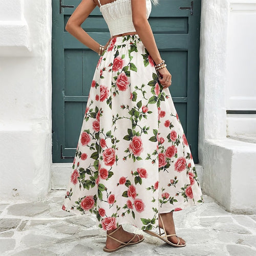 Damen Hochwertiger Maxirock mit floralen Mustern Echo Archiv