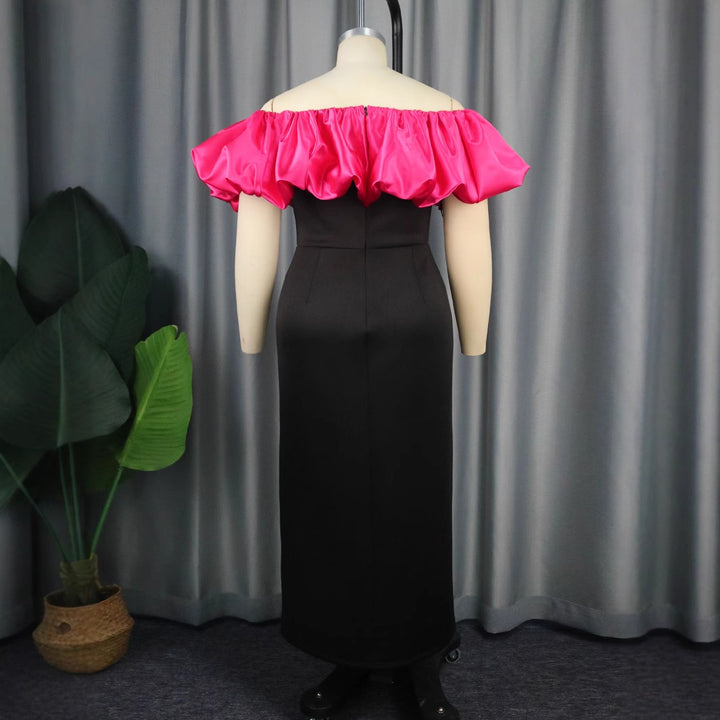 Damen elegantes Maxikleid mit voluminösem Rüschenkragen und floralem Print Echo Archiv