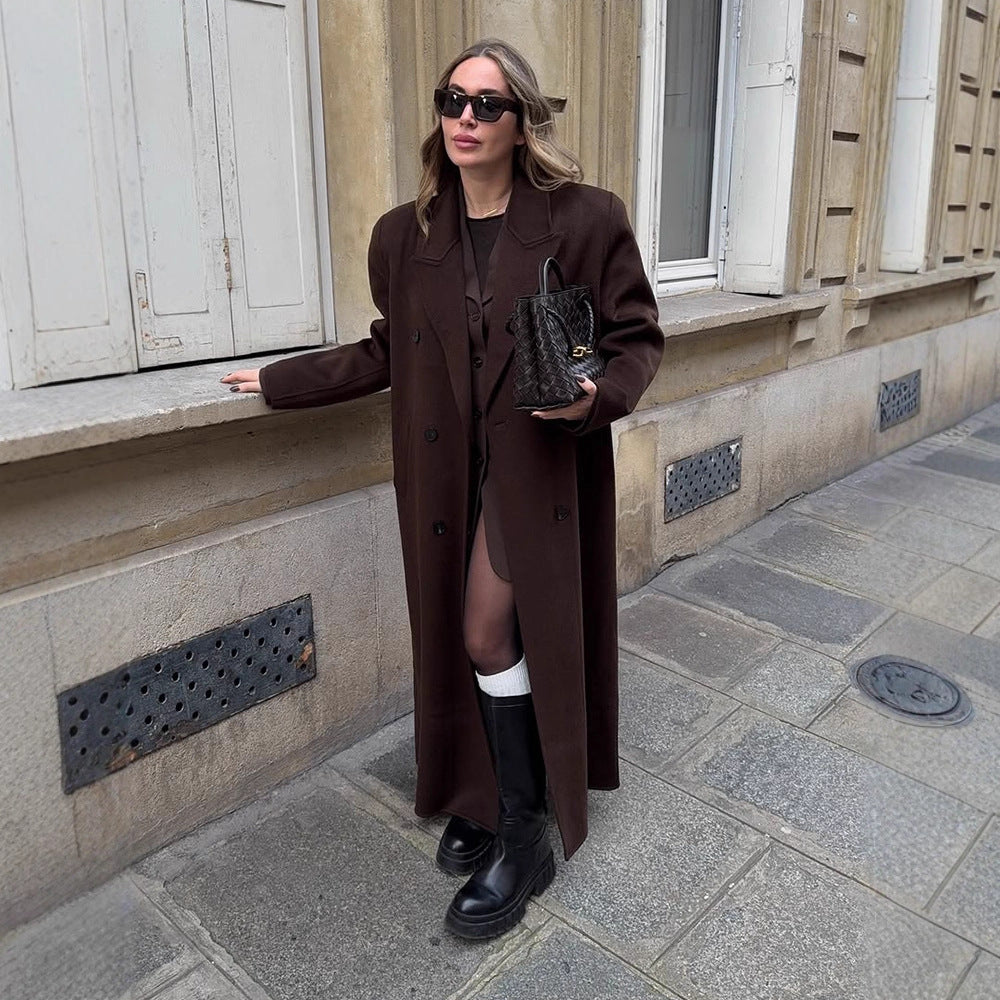Damen Oversize Wollmix-Mantel mit verlängertem Cocoon-Schnitt und Doppelreihe Echoarchiv