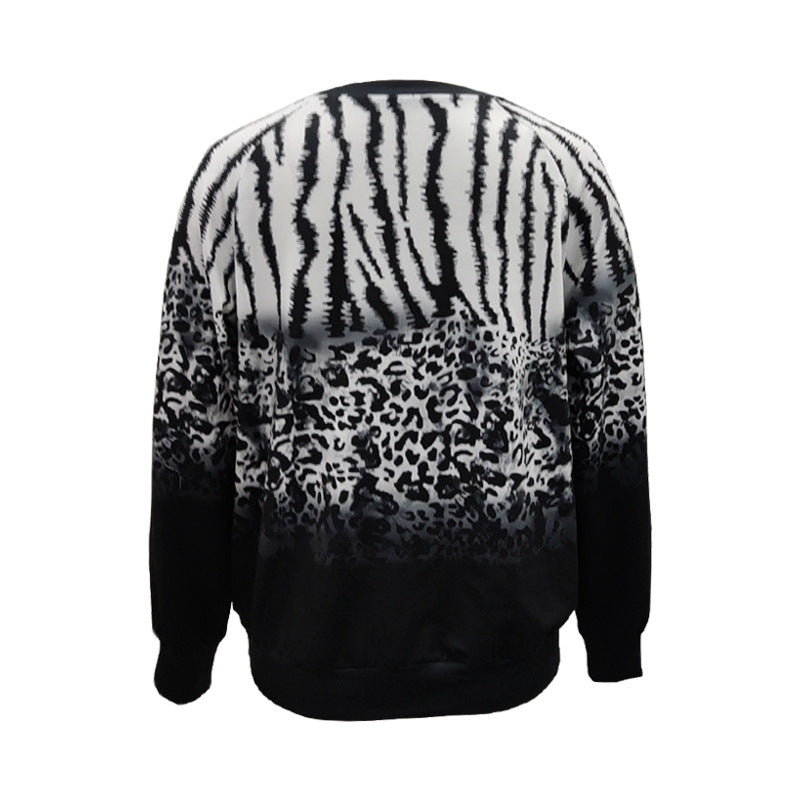 Damen Animalprint Oversize Strickpullover mit Rundhalsausschnitt und Farbverlauf – Avérine