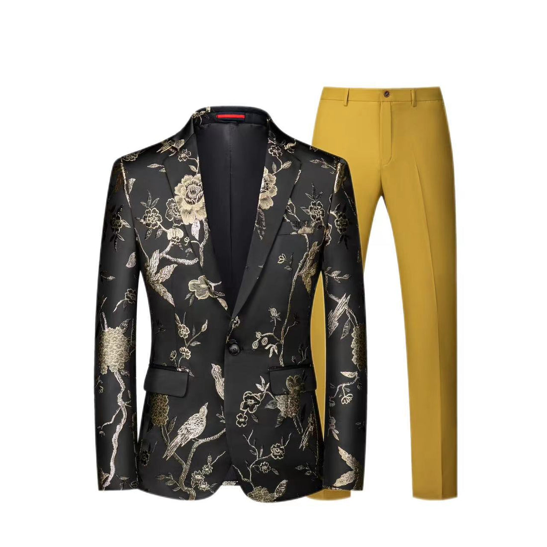 Herren Brokat-Sakko mit floralem Jacquard und Slim-Fit Anzughose Echo Archiv