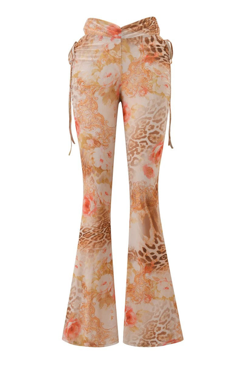 Damen Flared Pants mit floralem und animalischem Muster Echo Archiv