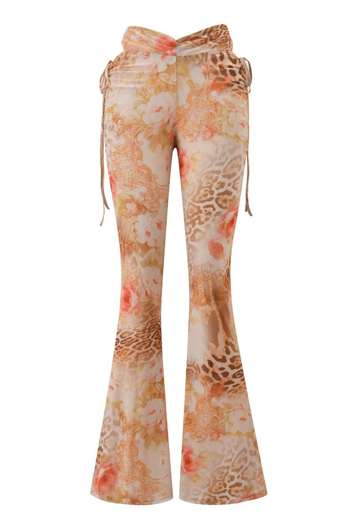 Damen Flared Pants mit floralem und animalischem Muster Echo Archiv