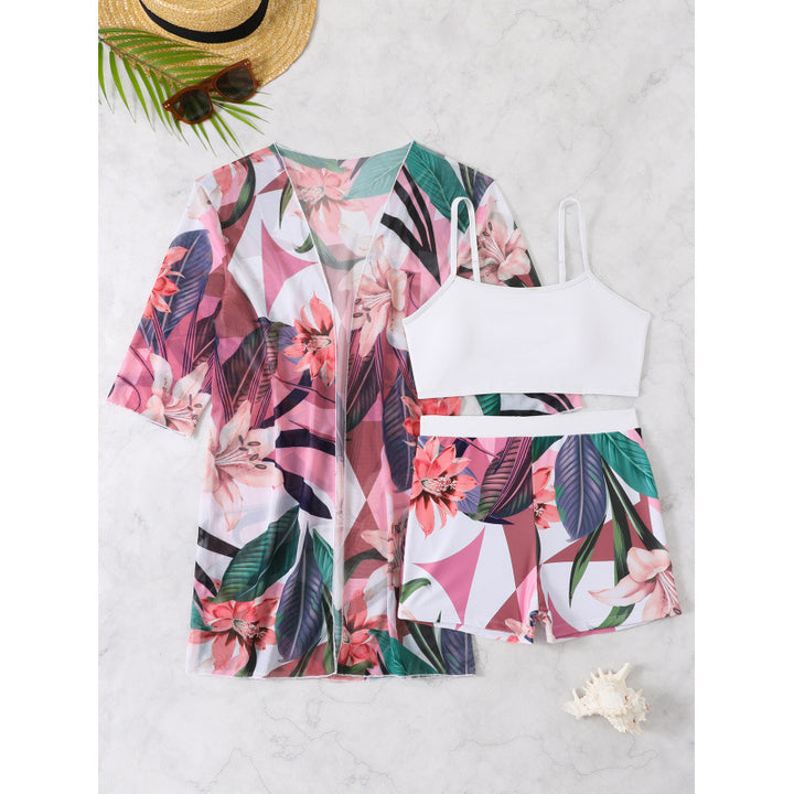 Damen Bademode-Set mit floralem Musterdruck und luftiger Wickeljacke Echo Archiv