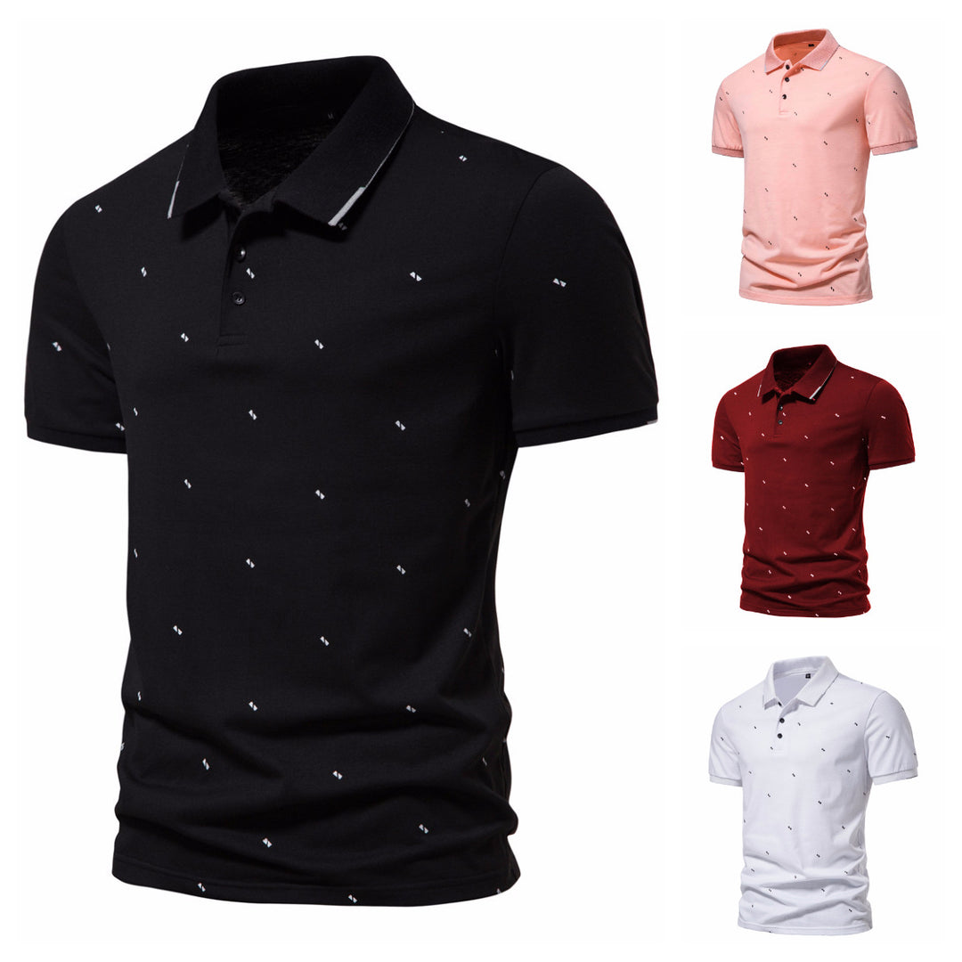 Herren Polohemd mit modischem Druck und hochwertigem Baumwollmaterial Echoarchiv
