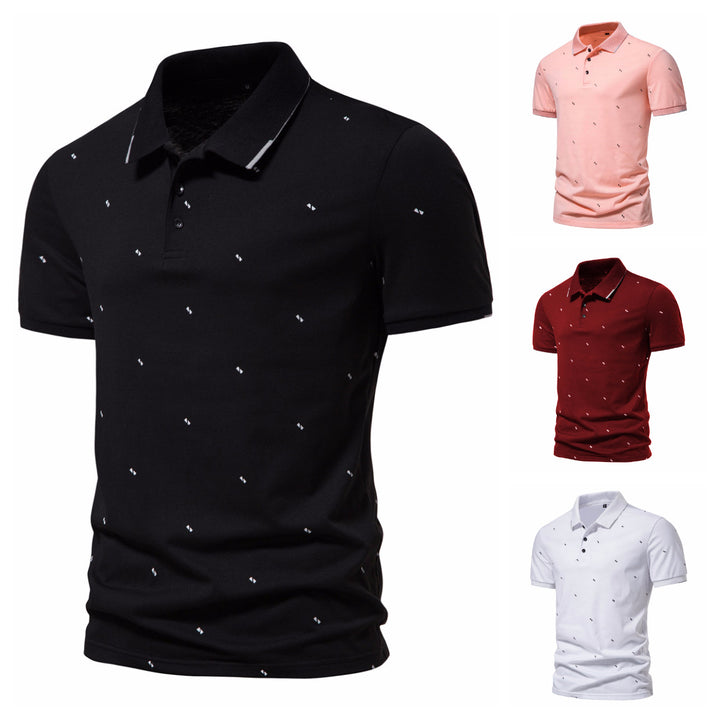 Herren Polohemd mit modischem Druck und hochwertigem Baumwollmaterial Echoarchiv
