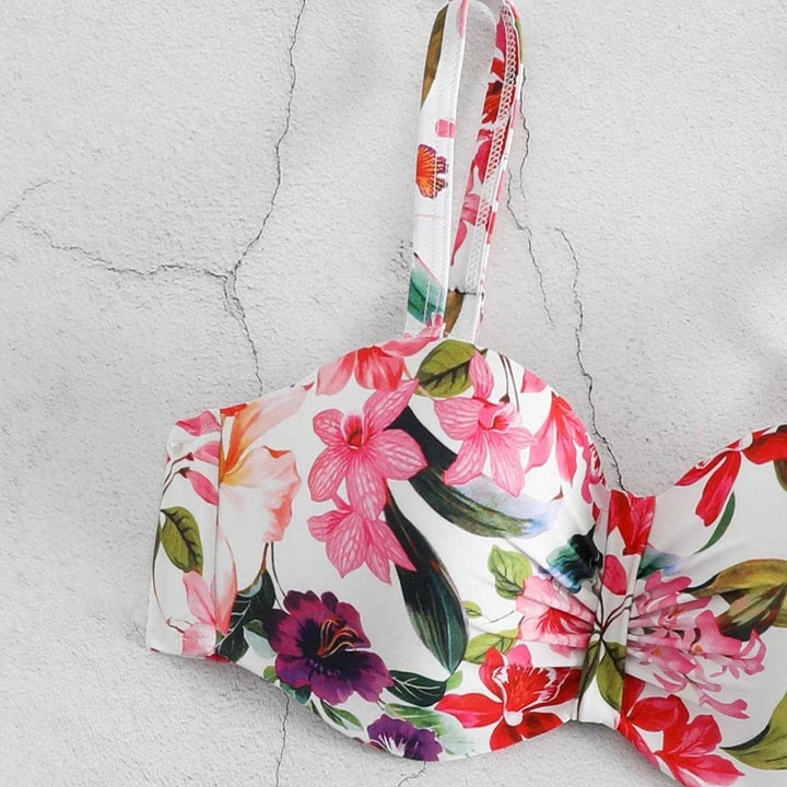 Damen Blumiger Balconette-Bikini mit Hohem Bund Echo Archiv