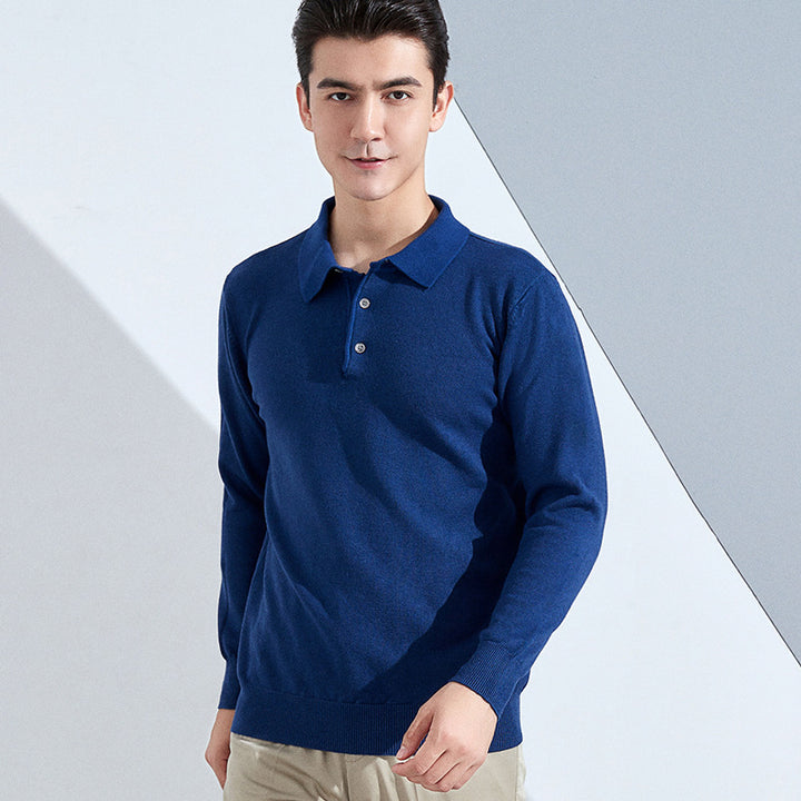 Herren Feiner Langarm-Poloshirt aus Feinstrick mit 3‑Knopf‑Leiste und schmaler Passform Echoarchiv