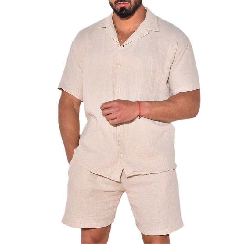 Herren luftiges Kurzarmhemd und Shorts Set aus leichtem Gewebe Echoarchiv