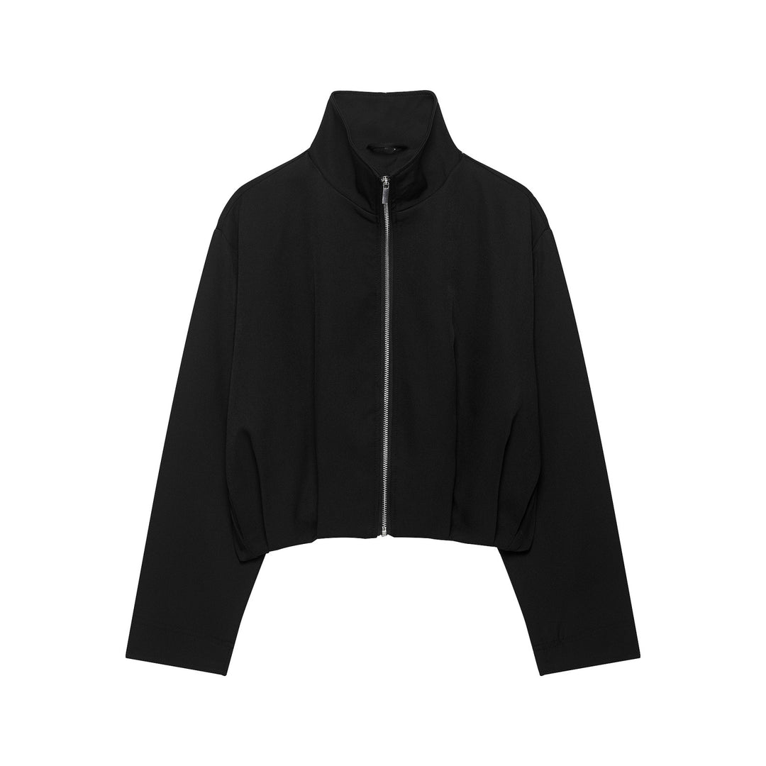 Damen Cropped-Boxy-Jacke mit hohem Stehkragen und durchgehendem Reißverschluss Echoarchiv