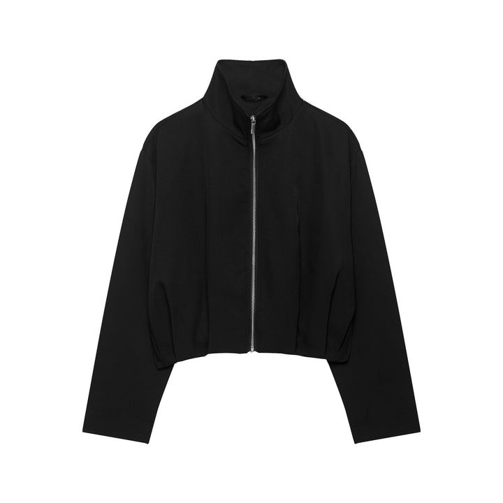 Damen Cropped-Boxy-Jacke mit hohem Stehkragen und durchgehendem Reißverschluss Echoarchiv