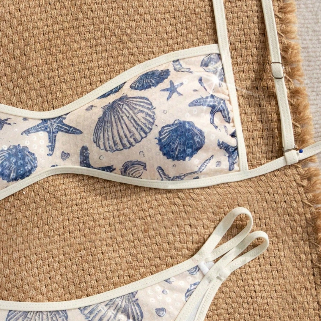 Damen Bandeau-Bikini mit maritimem Muschel-Motiv Echo Archiv