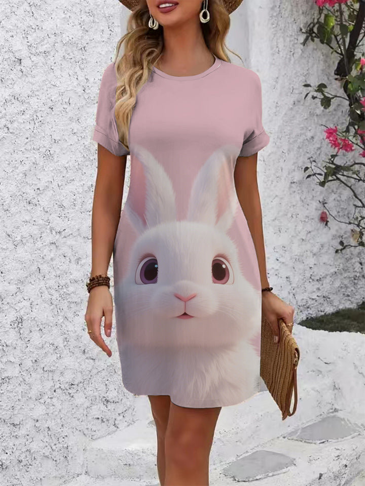Damen T-Shirt Kleid mit kreativem Druckdesign Echo Archiv