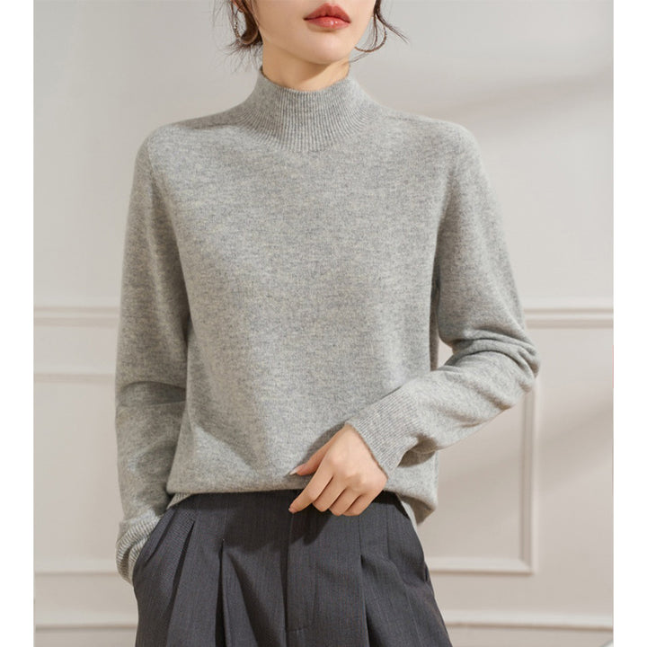 Damen Feiner Feinstrick-Pullover mit kurzem Stehkragen und Kaschmir-Optik Echoarchiv