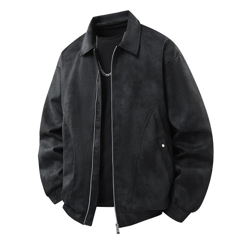 Herren Smarter Overshirt‑Bomber in Veloursleder‑Optik mit Zwei‑Wege‑Metallreißverschluss Echoarchiv