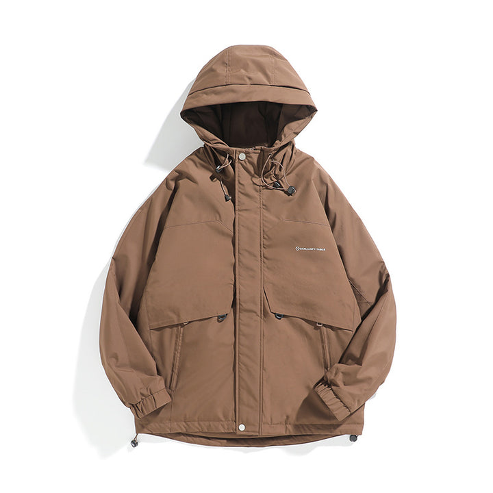 Unisex Weit geschnittener wetterfester Parka mit Kapuze, Kordelzug und aufgesetzten Pattentaschen Echoarchiv
