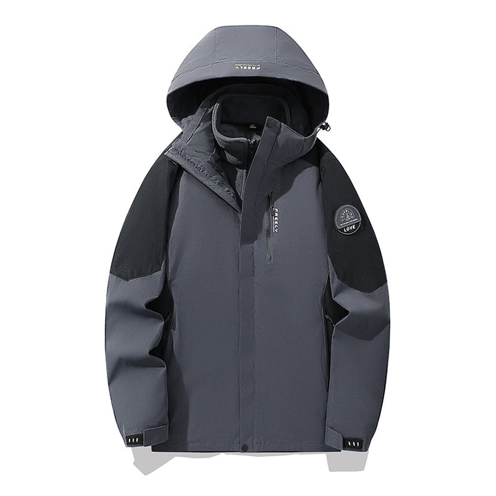 Herren nicht wasserdichte dreiteilige Winterjacke mit abnehmbarem Kapuze und Fleece-Innenjacke – Marzano