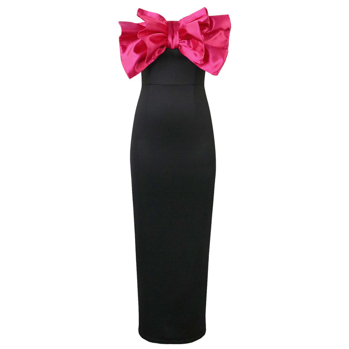 Damen Elegantes Maxikleid mit übergroßem Schleifen-Design Echo Archiv