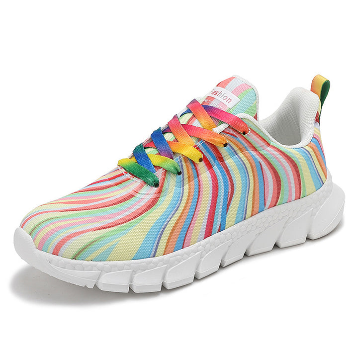 Damen nan leichter Muster-Sneaker mit elastischem Canvas-Obermaterial, gepolsterter Fersenstütze und segmentierter Flexlaufsohle Echo Archiv