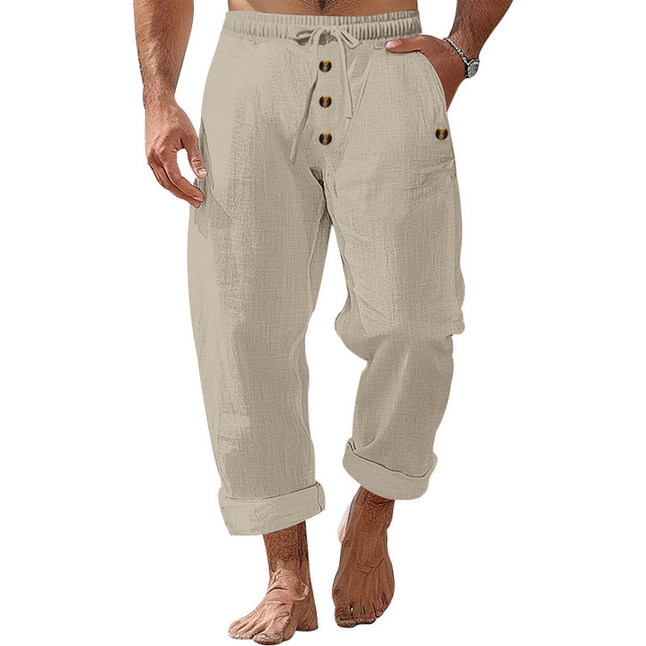 Herren lässige Strand-Hose mit elastischem Bund und praktischen Knopfdetails Echoarchiv