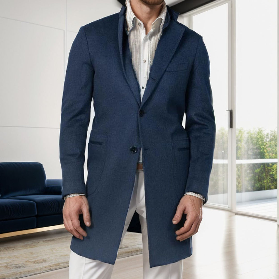 Herren eleganter Langmantel aus weichem Stoff Echoarchiv