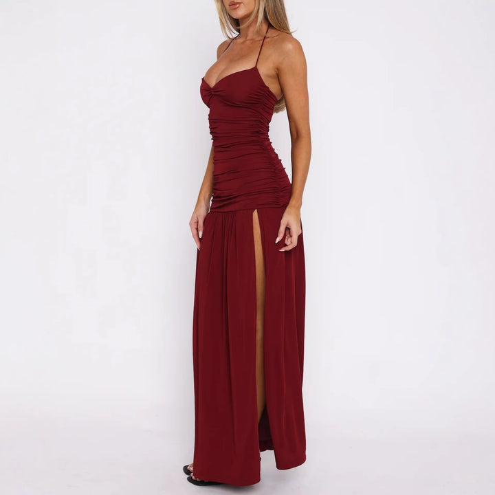 Damen Maxikleid mit raffinierten Rüschen und hohem Schlitz Echo Archiv