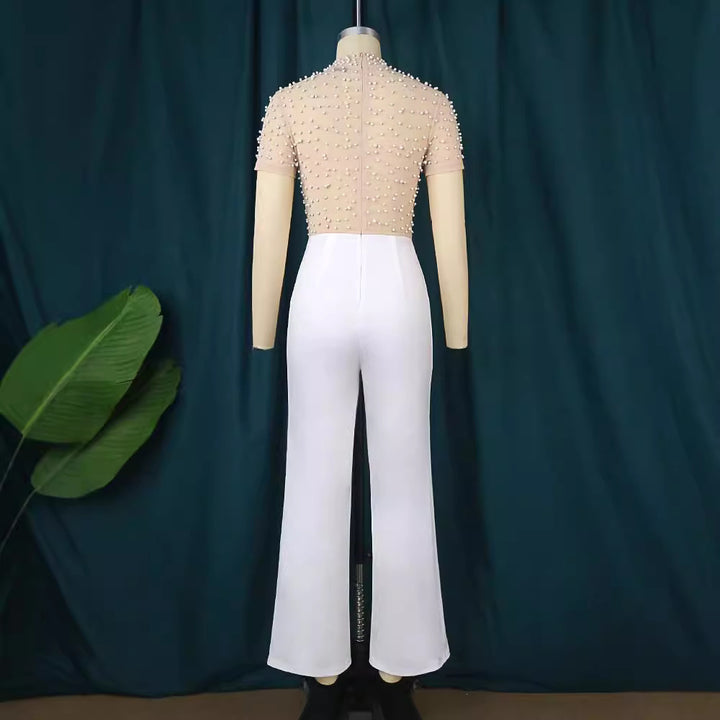 Damen eleganter Jumpsuit mit schimmerndem Perlen-Besatz Echo Archiv