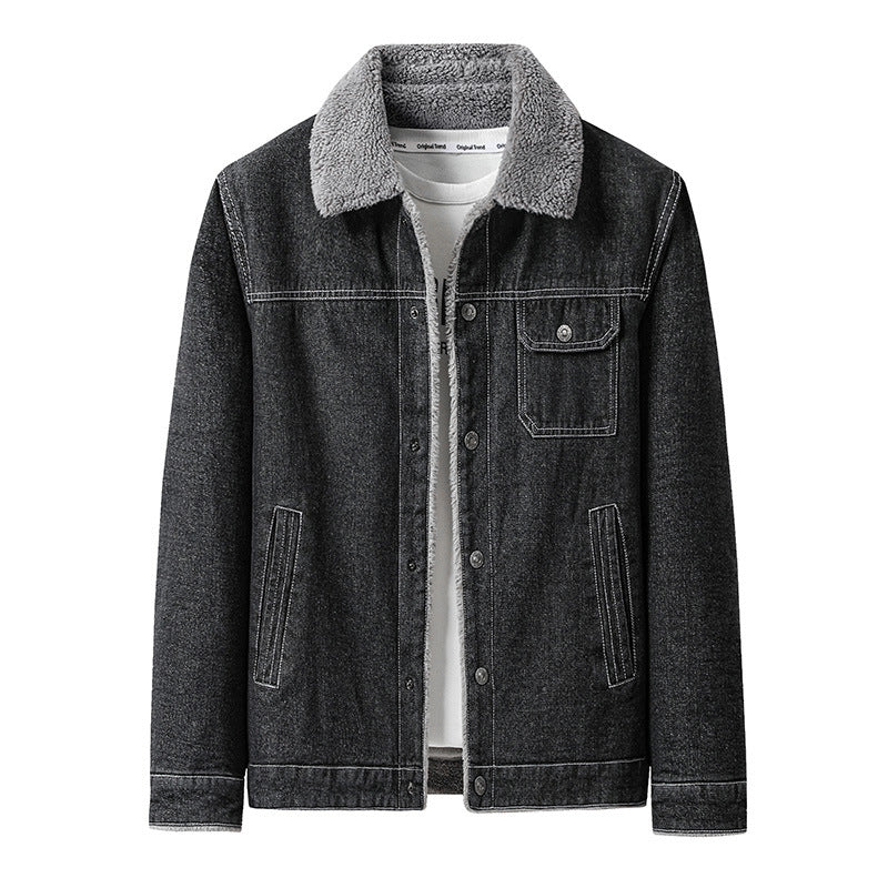 Herren Lässige Denimjacke mit Teddyfellkragen – Denvaro