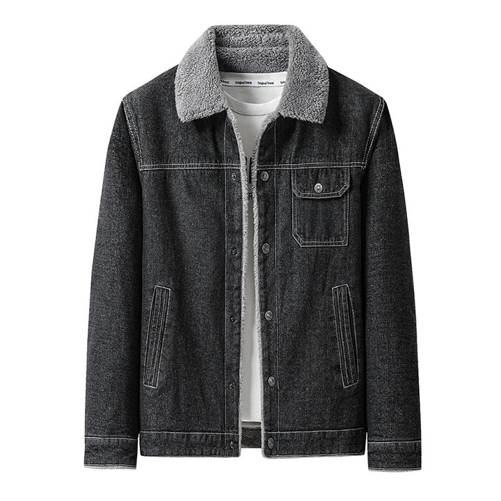 Herren Lässige Denimjacke mit Teddyfellkragen – Denvaro