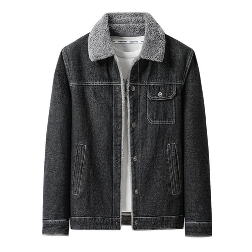 Herren Lässige Denimjacke mit Teddyfellkragen – Denvaro