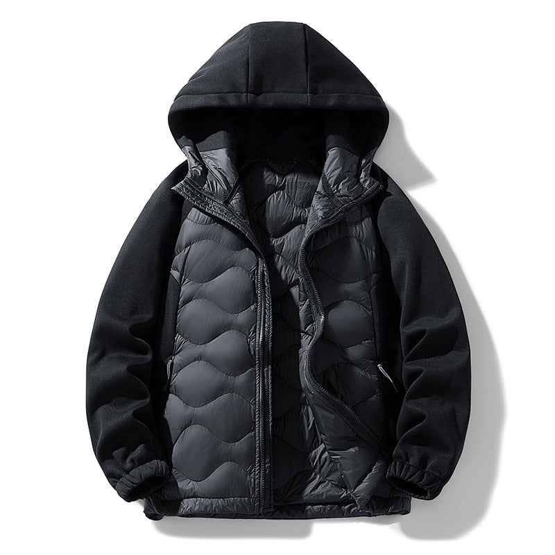 Herren Gefütterte Hybrid-Steppjacke mit Kapuze und Fleeceärmeln Echo Archiv