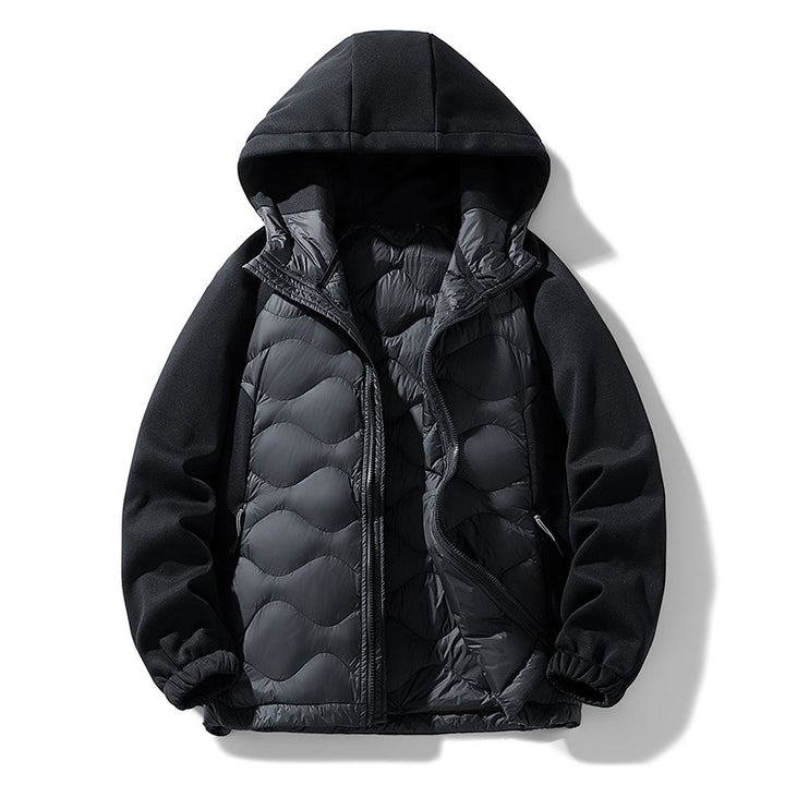 Herren Gefütterte Hybrid-Steppjacke mit Kapuze und Fleeceärmeln Echo Archiv
