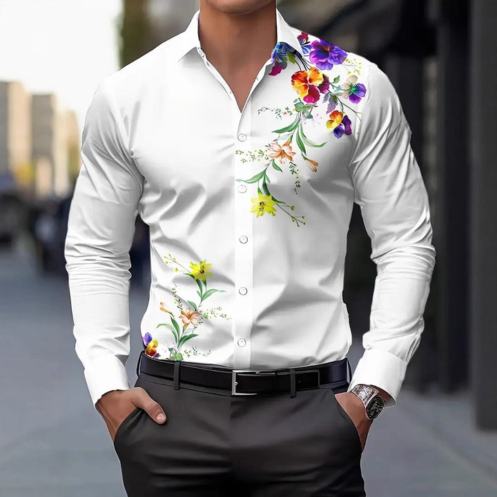 Herren Langarmhemd mit elegantem floralen Design Echoarchiv