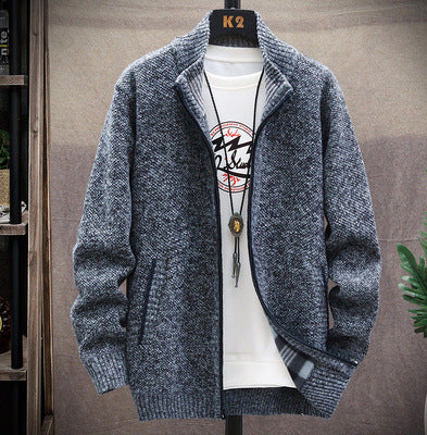 Herren lässige Strickjacke mit hohem Kragen und praktischem Reißverschluss Echoarchiv